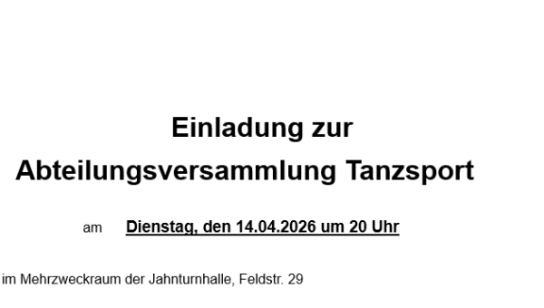 Einladung zur Abteilungsversammlung Tanzsport